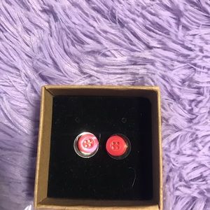 Red button earrings